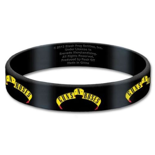 Guns N Roses Black Wristband Gummy Rubber Bracelet Band Logo Fan 100% Official