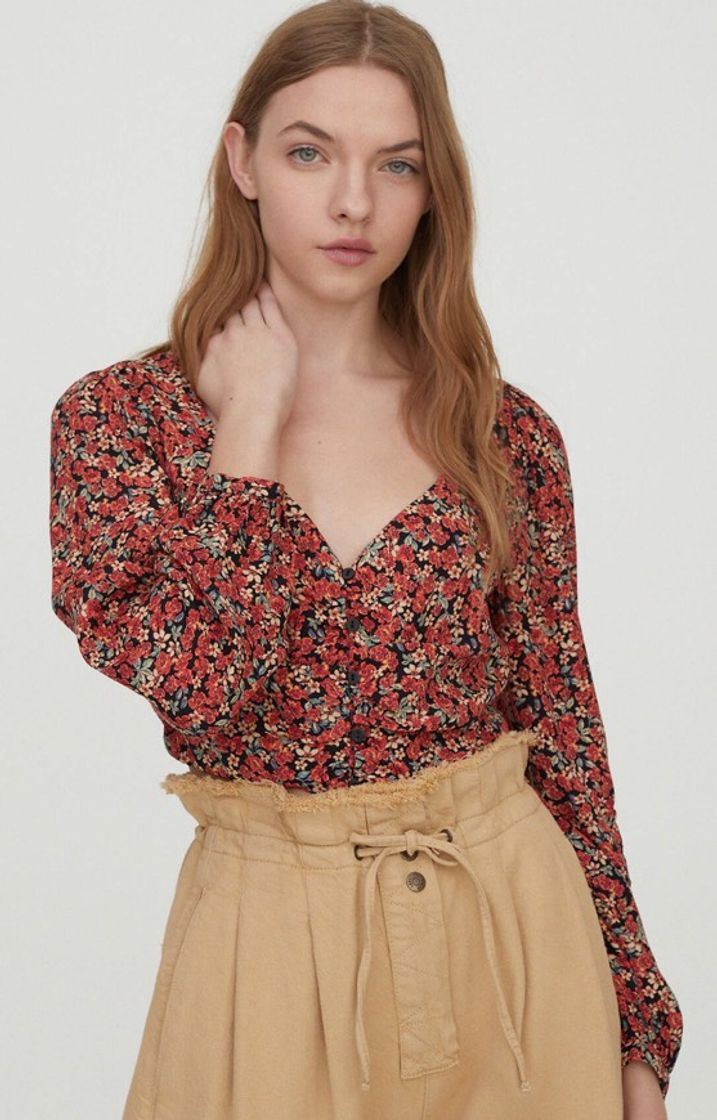 Moda PULL&BEAR Top Estampado Franzido