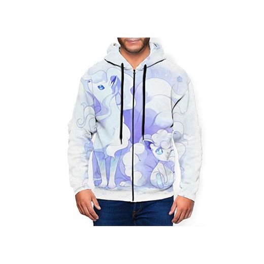 Vulpix Ninetales - Sudadera con capucha para hombre con bolsillo con cremallera