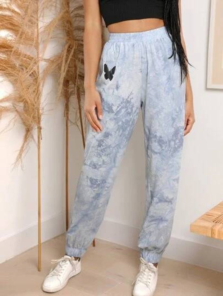 Moda Pantalón neblina con mariposas