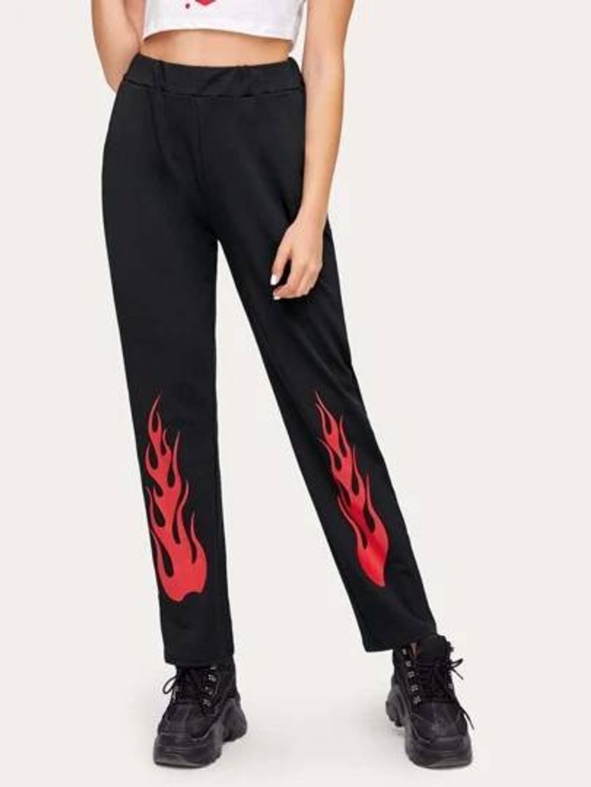 Moda Pantalones estampado fuego