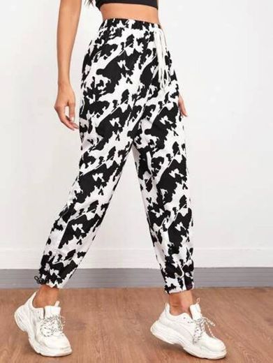 Pantalón estampado de vaca 