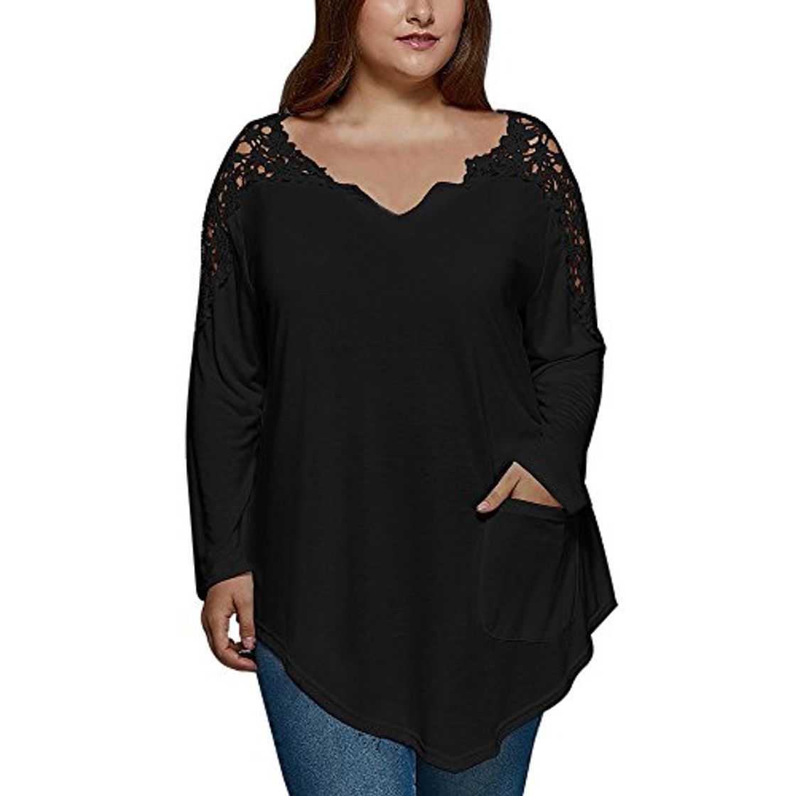 Moda VJGOAL Womens Plus Size Casual Encaje de Moda Sexy Cuello en v