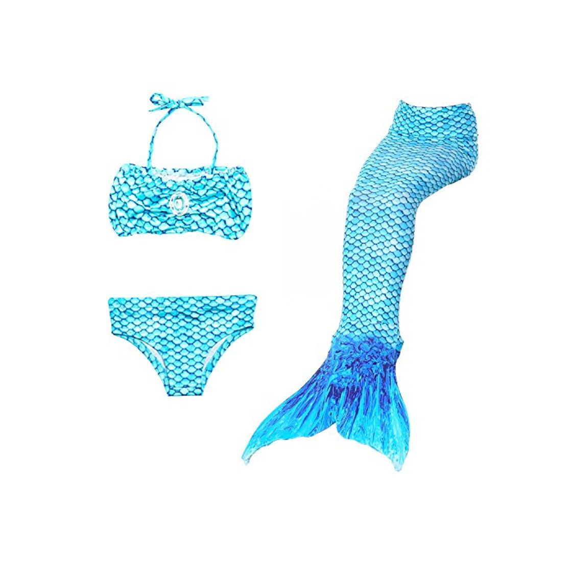 Social HHD® 3Pcs establece bañadores niña Traje de baño Bañador De Sirena Disfraz De Princesa Bikini niña Cola de sirena para nadar las niñas bikini de traje de baño