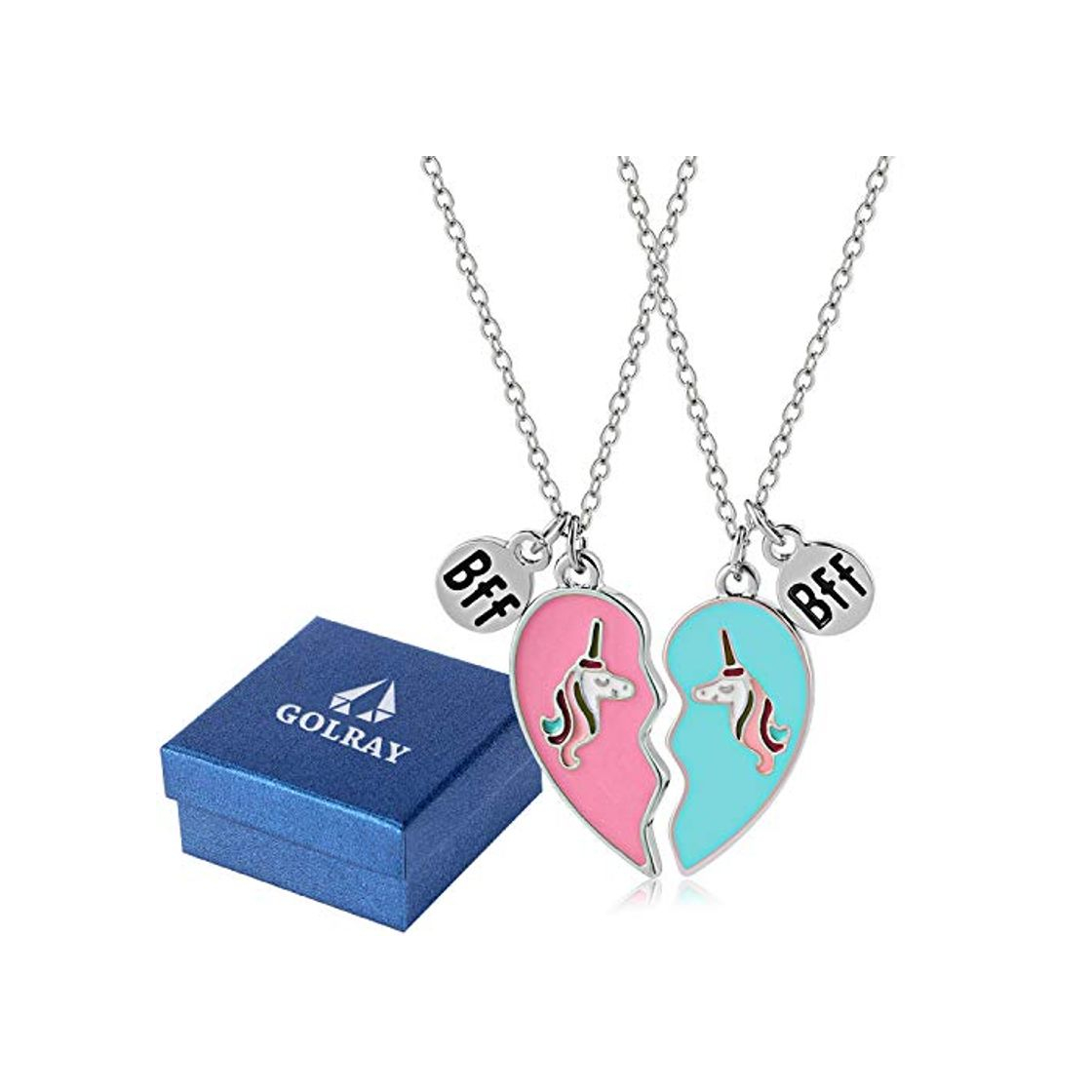 Social Tacobear Collar Amistad Collar Unicornio con Caja de Regalo Unicornio Corazón Colgante