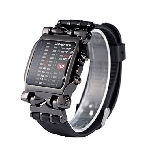 Dilwe Reloj LED Electrónico Esfera Femenina PU Correa Rectangular con Reloj de Pulsera de Fecha y Semana