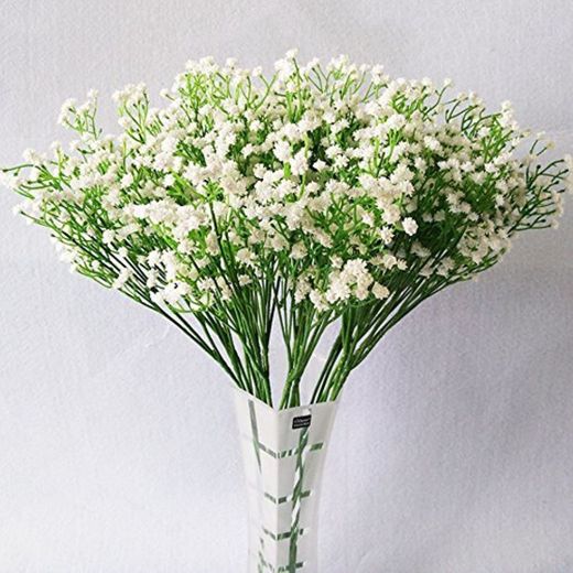 Moda 10 pcs blanco gypsophila Artificial Fake Hermosa flor casa fiesta boda
