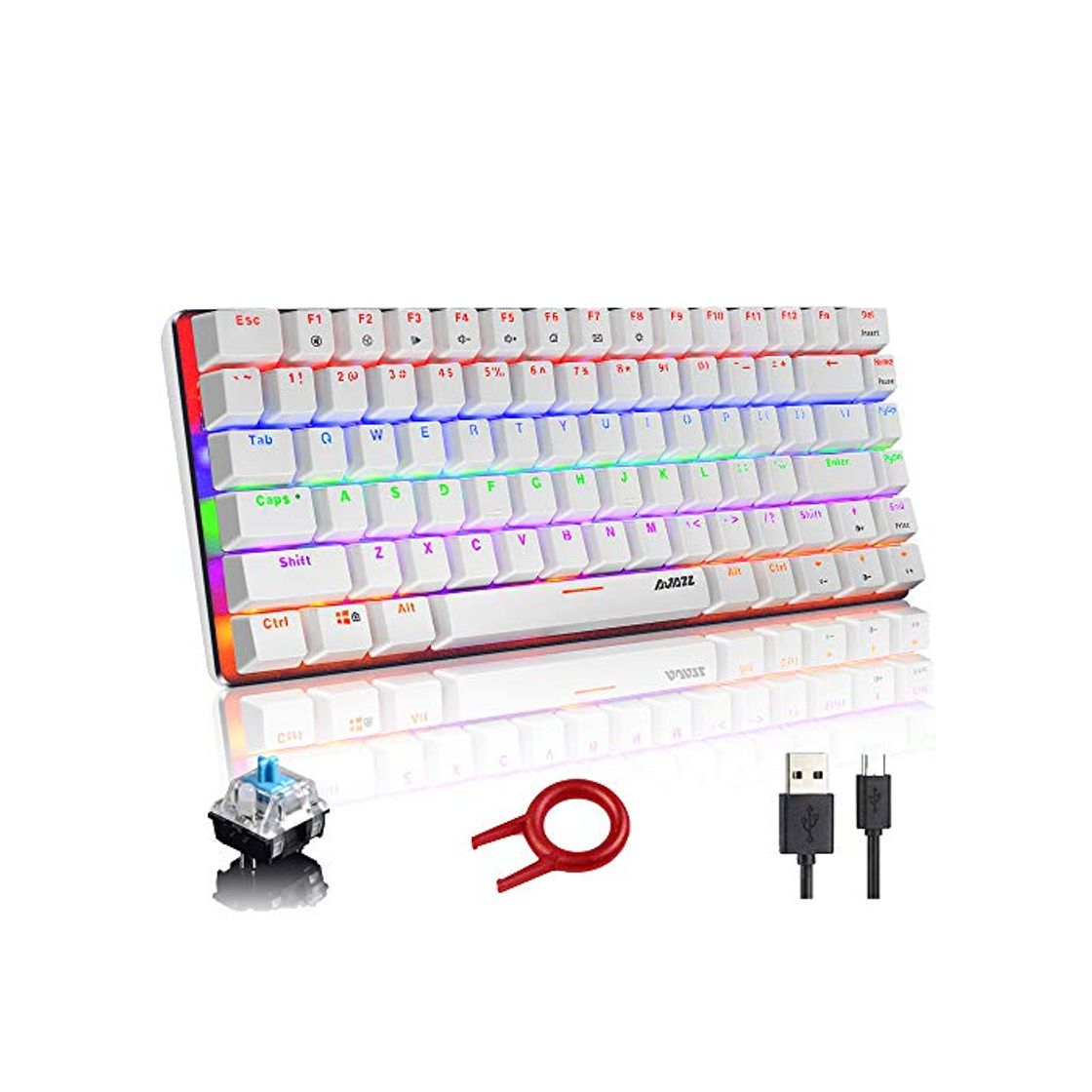 Product Teclado mecánico, AK33 Rainbow LED con retroiluminación LED Cable USB Teclado mecánico