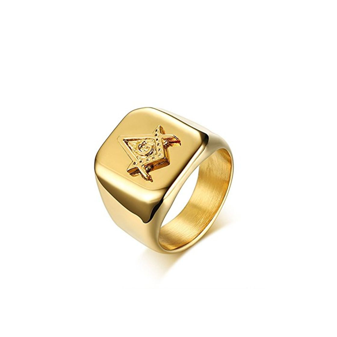 Moda AnazoZ Anillo Acero Inoxidable Hombre Oro Anillo Hombre Masonico Anillo de Compromiso Oro Hombre Anillo Talla 20