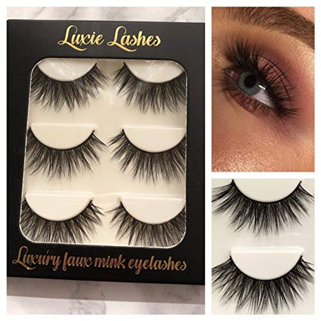Social LUXIE LASHES 3D Luxury Fluffy Faux Mink Tira natural Fake pestañas largas