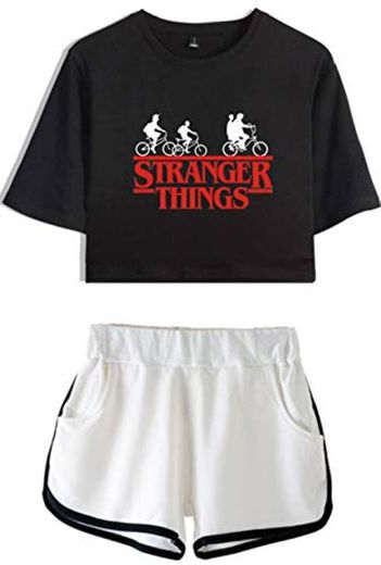 HAOSHENG Stranger Things Imprimiendo Camisetas y Shorts Ropa Deportiva de Verano 2