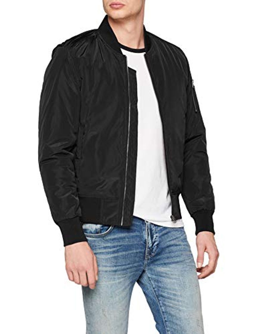 Moda Urban Classics Cazadora de Hombre Chaqueta Bomber de Estilo Urbano, con Cuello,