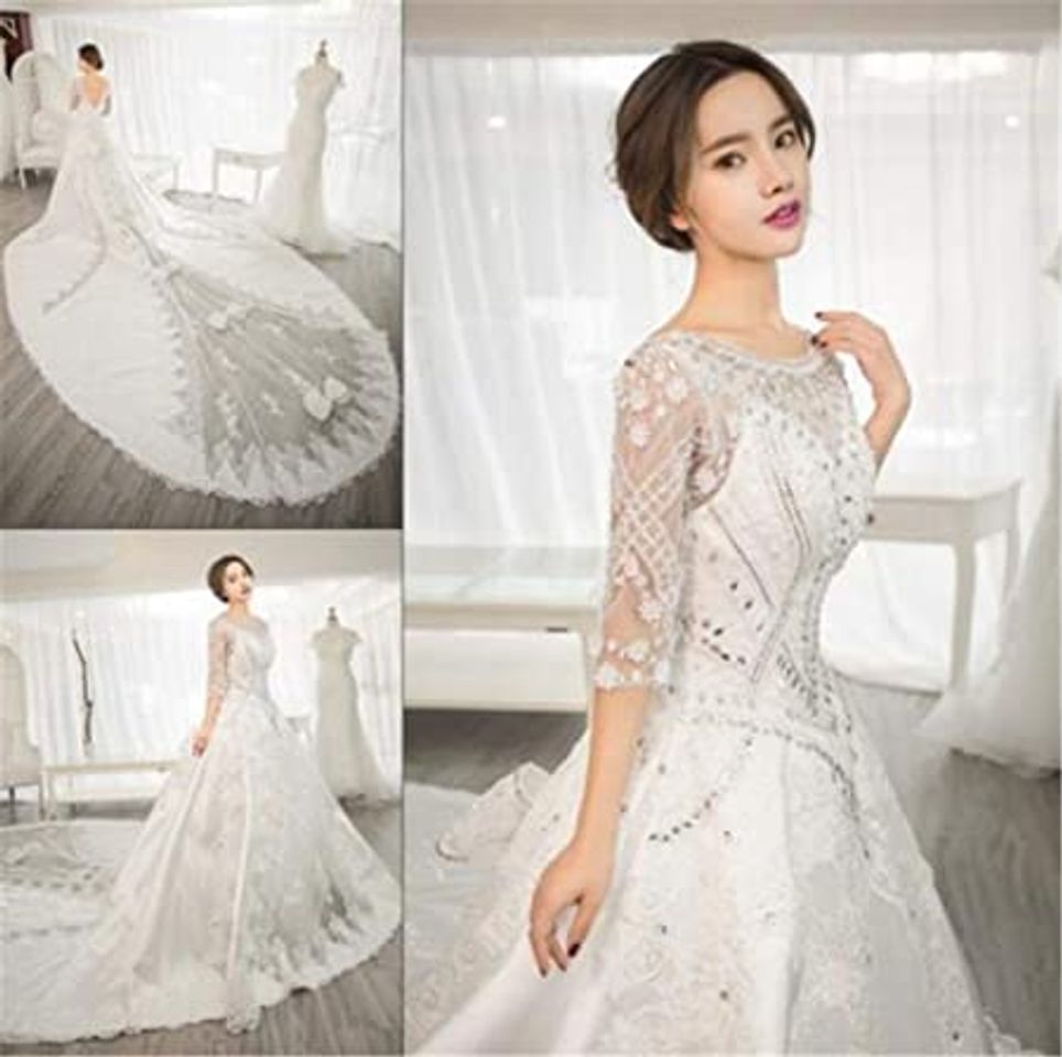 Social Vestido de Novia Blink Vestido de Novia Vestido Largo de Sirena de Encaje Blanco Vestido de Novia para Bodas Novias Apliques de Tul con Cuello en V Vestidos de cóctel Largos de Noche A M