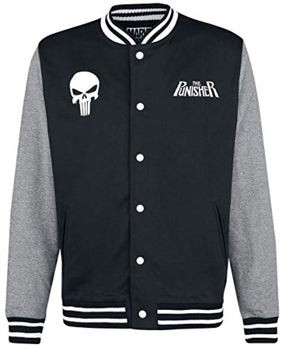 Moda The Punisher Skull - Logo Cazadora Tipo Universitario Jaspeado Negro