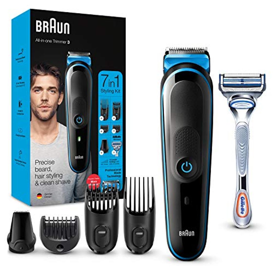 Beauty Braun Recortadora MGK3242 7 en 1, Máquina recortadora de barba, cortapelos y