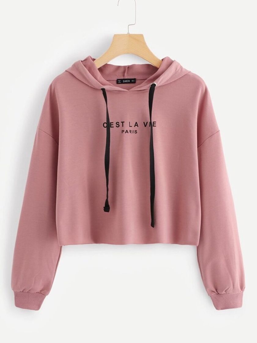 Product Sudadera Con Capucha Corta Con Texto