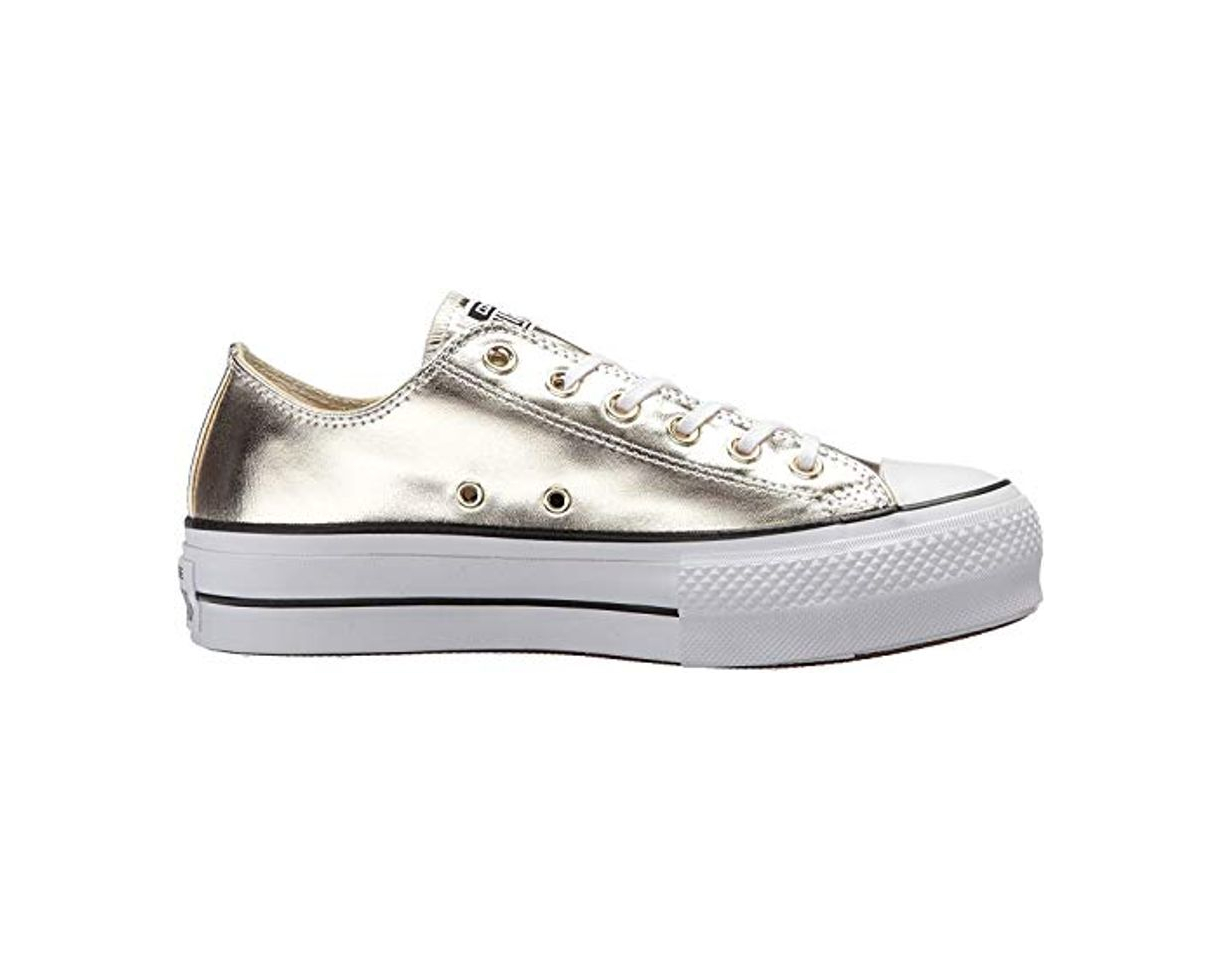 Moda Converse Chuck Taylor CTAS Lift Ox, Zapatillas para Mujer, Dorado