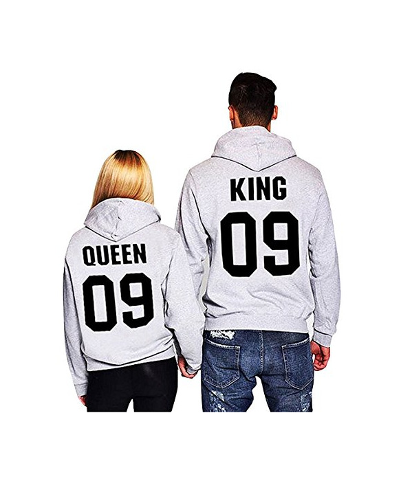 Fashion Minetom Moda Hombre y Mujer Pareja Impresión Corona King & Queen Sudaderas