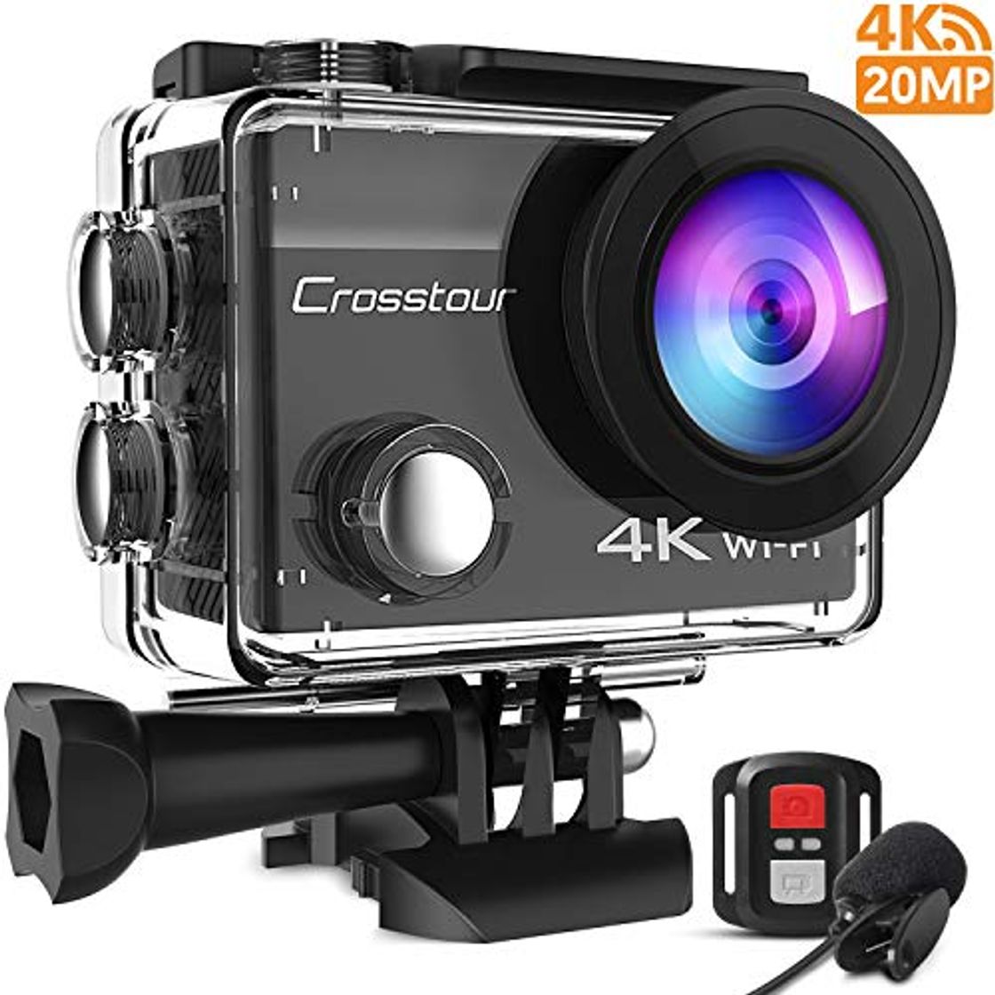 Social Crosstour Cámara Deportiva 4K 16MP WiFi Cámara Acción Acuática Agua de 40M