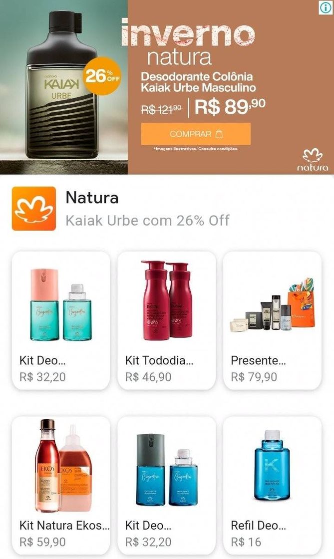 Moda Natura cosméticos 