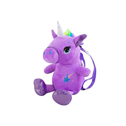 Mekta Mochila de unicornio de peluche, mochila de preescolar, regalo de cumpleaños
