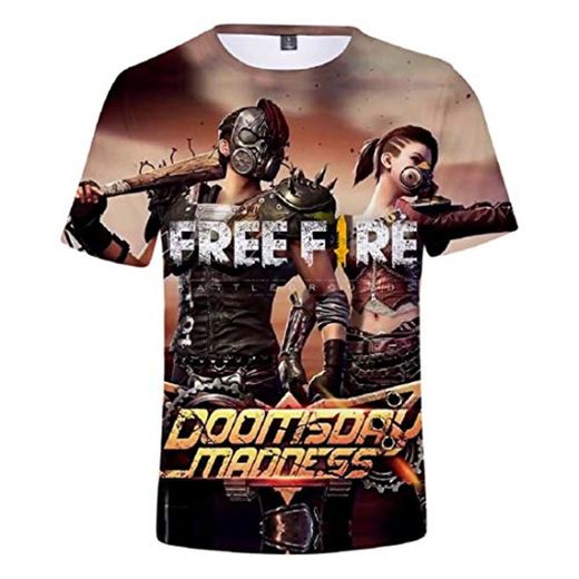 T Shirt Hombre Camisa Sport Casual Polo Free Fire 3D Impresión tee Camisetas Casual Manga Corta Tops S
