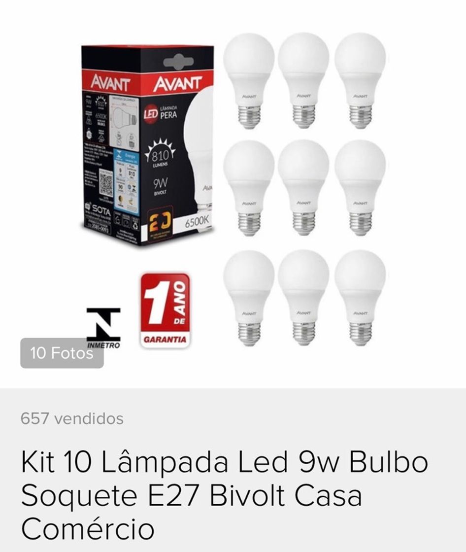 Moda Kit 10 lâmpadas led 9w