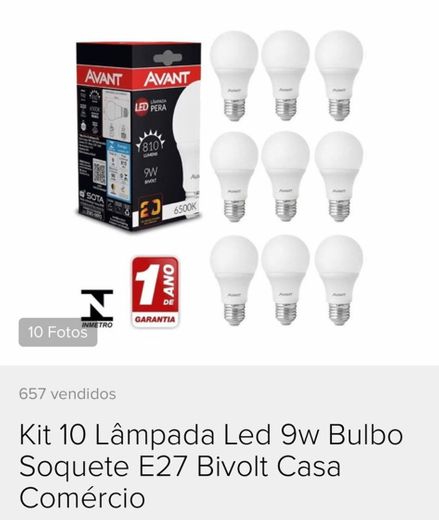 Kit 10 lâmpadas led 9w