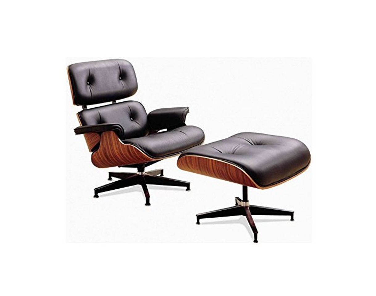 Producto Sillón Charles Eames con reposapiés piel auténtica negro