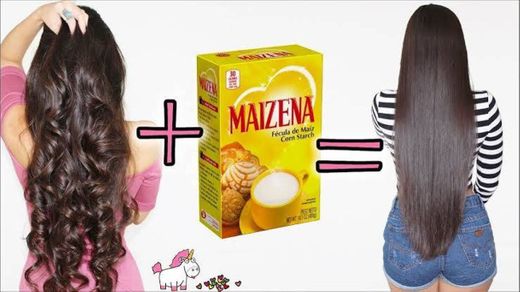 Cabello Liso Natural Con Maizena 🌽 Este Alisado Sin Calor🔥