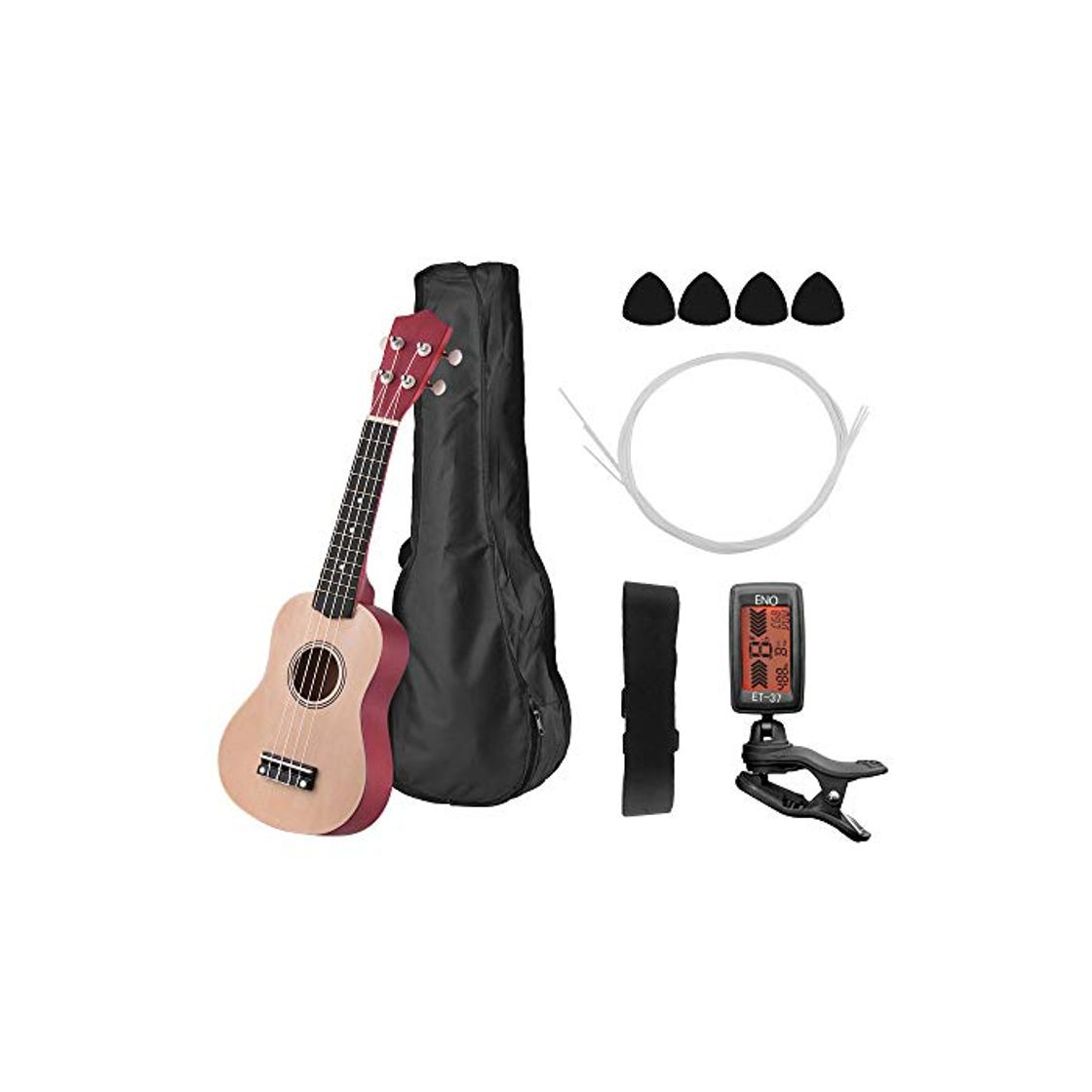 Products Ukulele 21in Acústico Soprano Tilo con Ccorrea de Transporte Uke Strap Strings