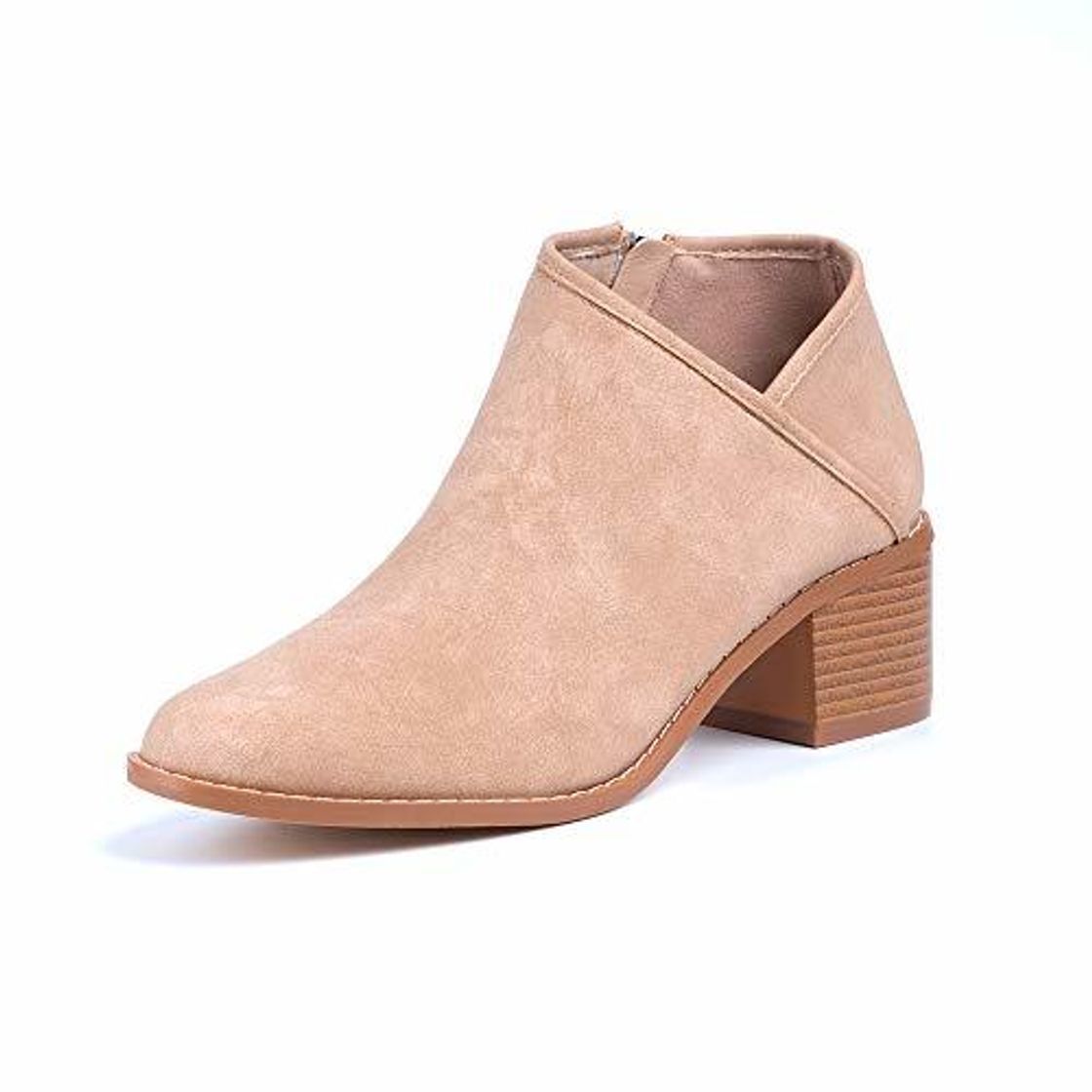 Moda Botines Mujer Tacon Medio Invierno Planos Tacon Ancho Piel Botas Botita Moda