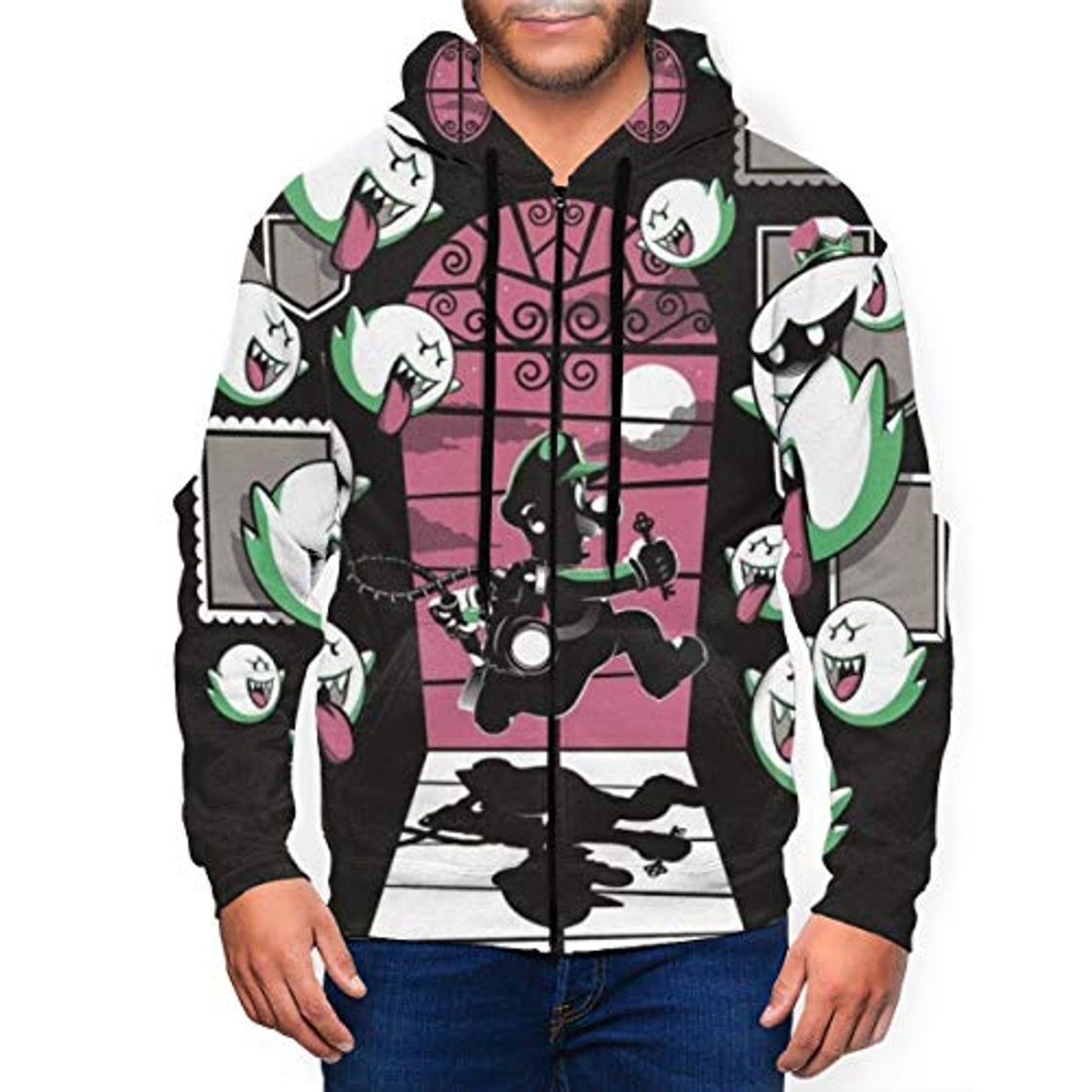 Producto Luigi's Mansion - Sudadera con capucha para hombre con bolsillo con cremallera