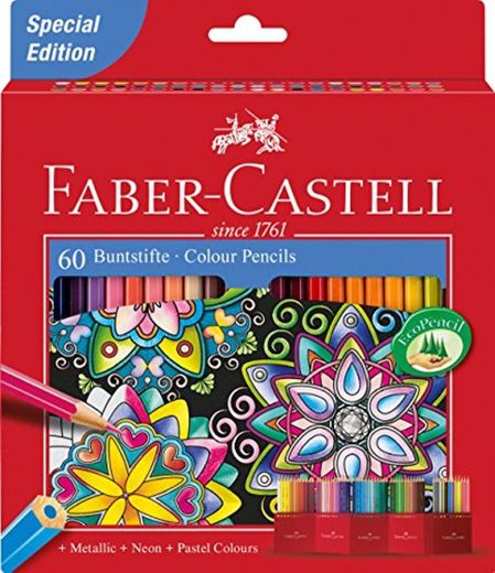 Faber-Castell 111260 - Estuche-soporte de cartón con 60 lápices de colores