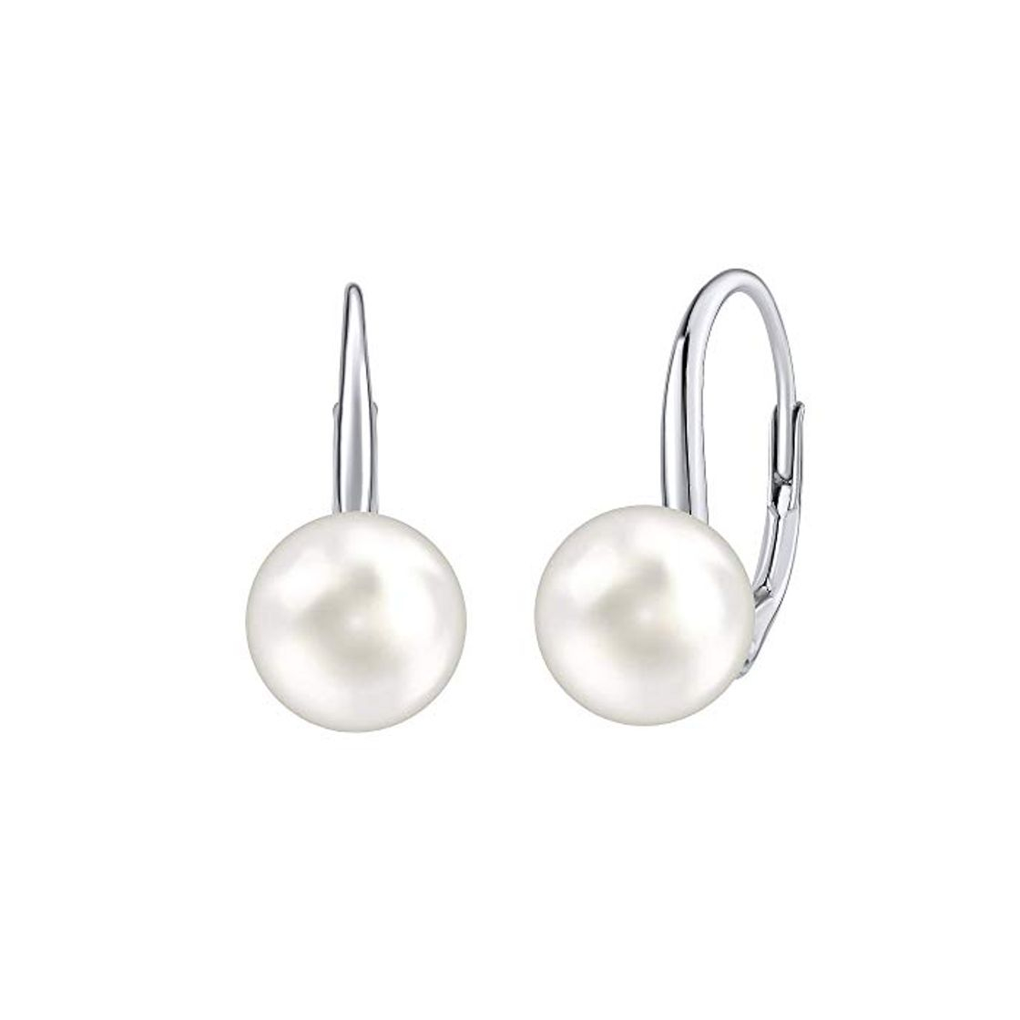 Moda SILVEGO Pendientes Perla Blanca Swarovski® Crystal Pearls Plata de Ley 925