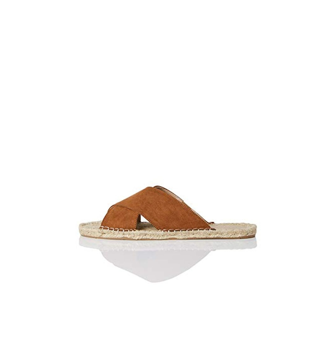 Moda FIND Crossover Flat Espadrille Alpargata, Marrón