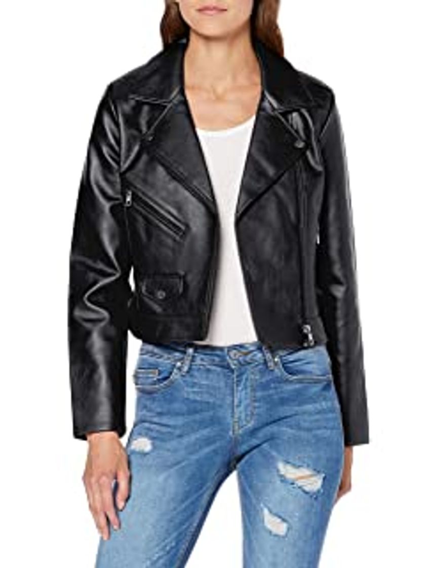 Moda Only Onlenya Faux Leather Biker CC Otw Chaqueta, Negro