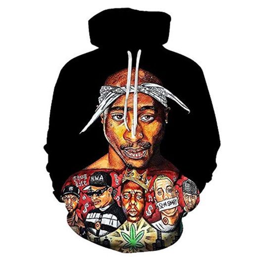 2Pac Hoodie Men's Pullover Tupac Shakur 3D Print Sweatshirt Comic Hooded Sweat