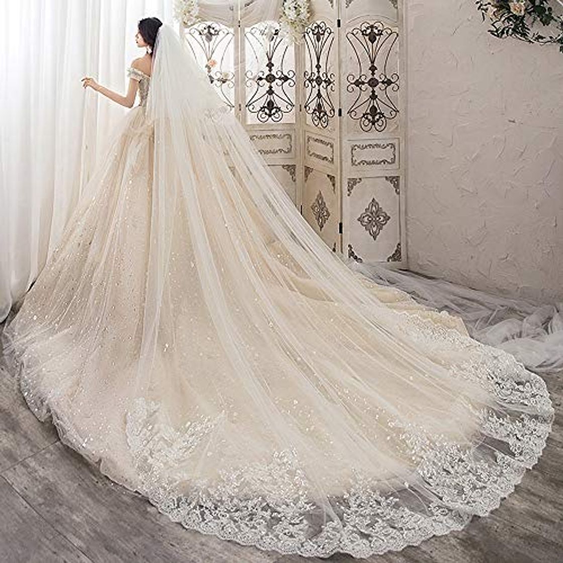 Social Nosterappou Vestido de Novia de Encaje de Novia del cordón Largo, Suelo