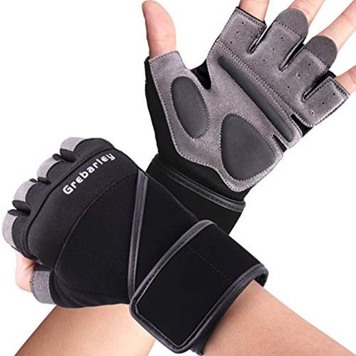 Grebarley Fitness Gloves Levantamiento de Pesas, protección Total de la Palma, Transpirable,