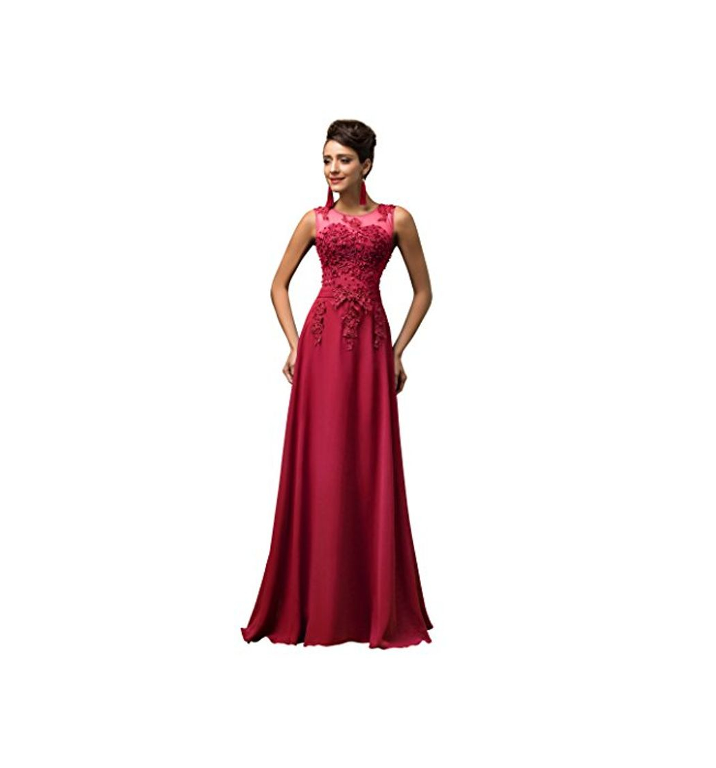 Fashion GRACE KARIN Vestidos Rojo Oscuros V Espalda Elegante Vestido Maxi Rojo Tallas Grandes 48