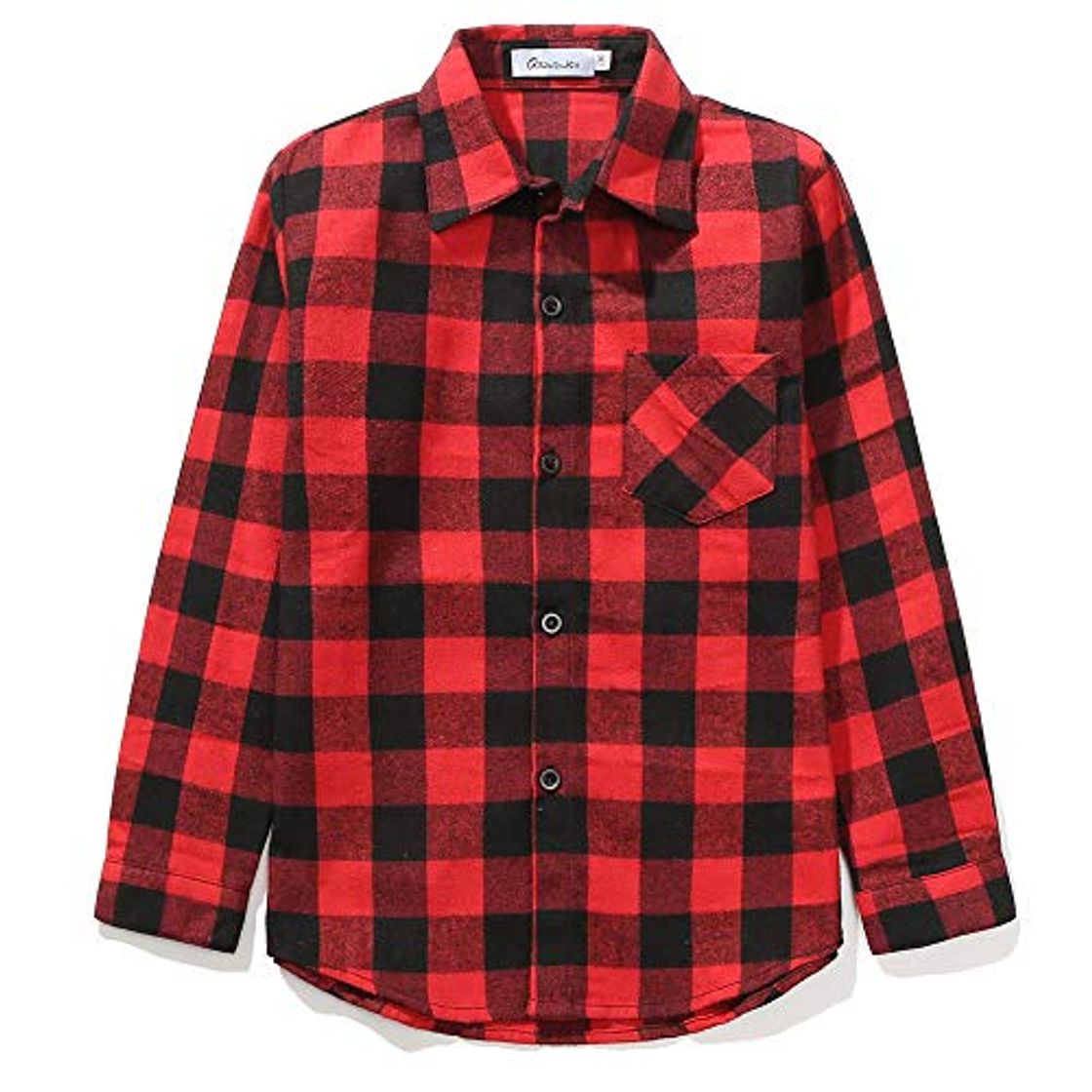 Social Grandwish Niño Camisas de Manga Larga a Cuadros para Niñas Rojo Negro 2 Años