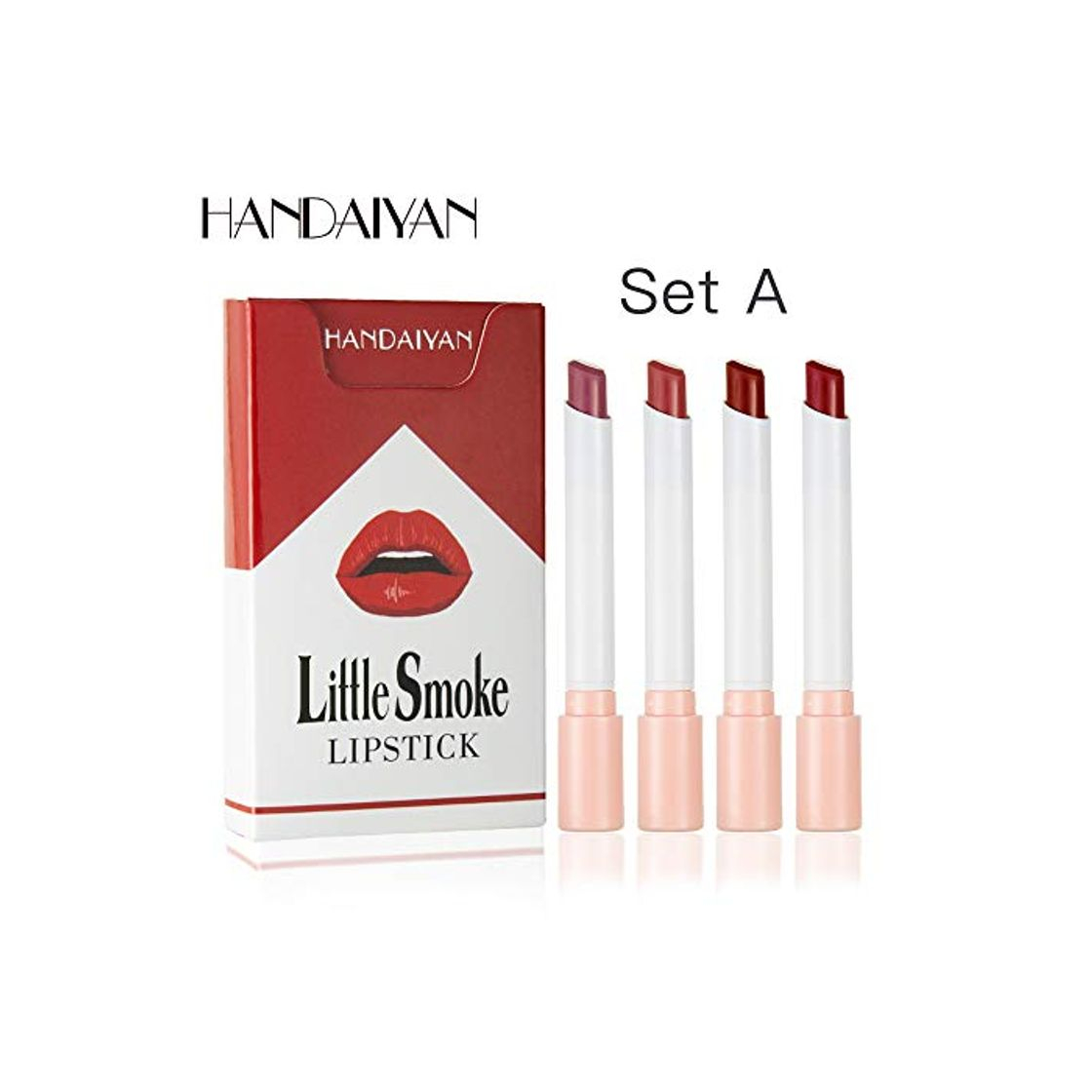 Social Turbobm Creative Cigarette Lipstick Set 4 Colores Mate de Larga duración Impermeable Mate lápiz Labial Tubo Desnudo Labios Rojos Maquillaje