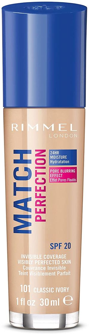 Belleza Rimmel London Match Perfection Foundation Base de Maquillaje Tono 101 Classic Ivory