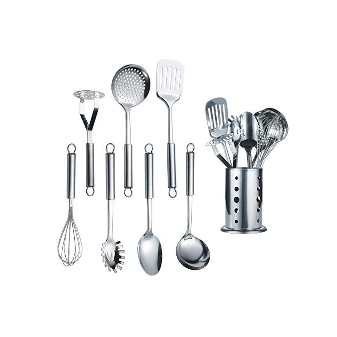 Social Berglander Utensilio de cocina de acero inoxidable de 7 piezas con 1