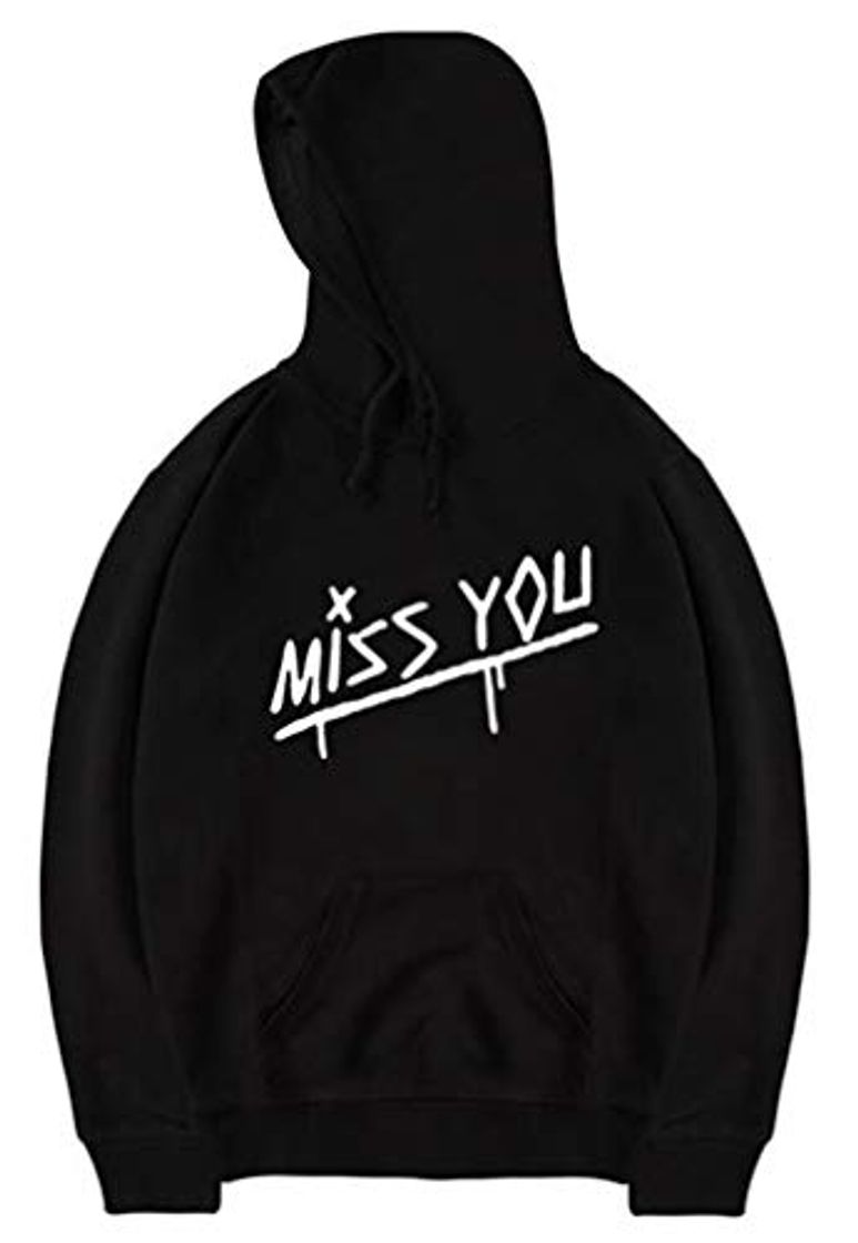 Product Leslady Unisex Sudaderas con Capucha Pull-Over Cool Miss You Sudadera para Hombre