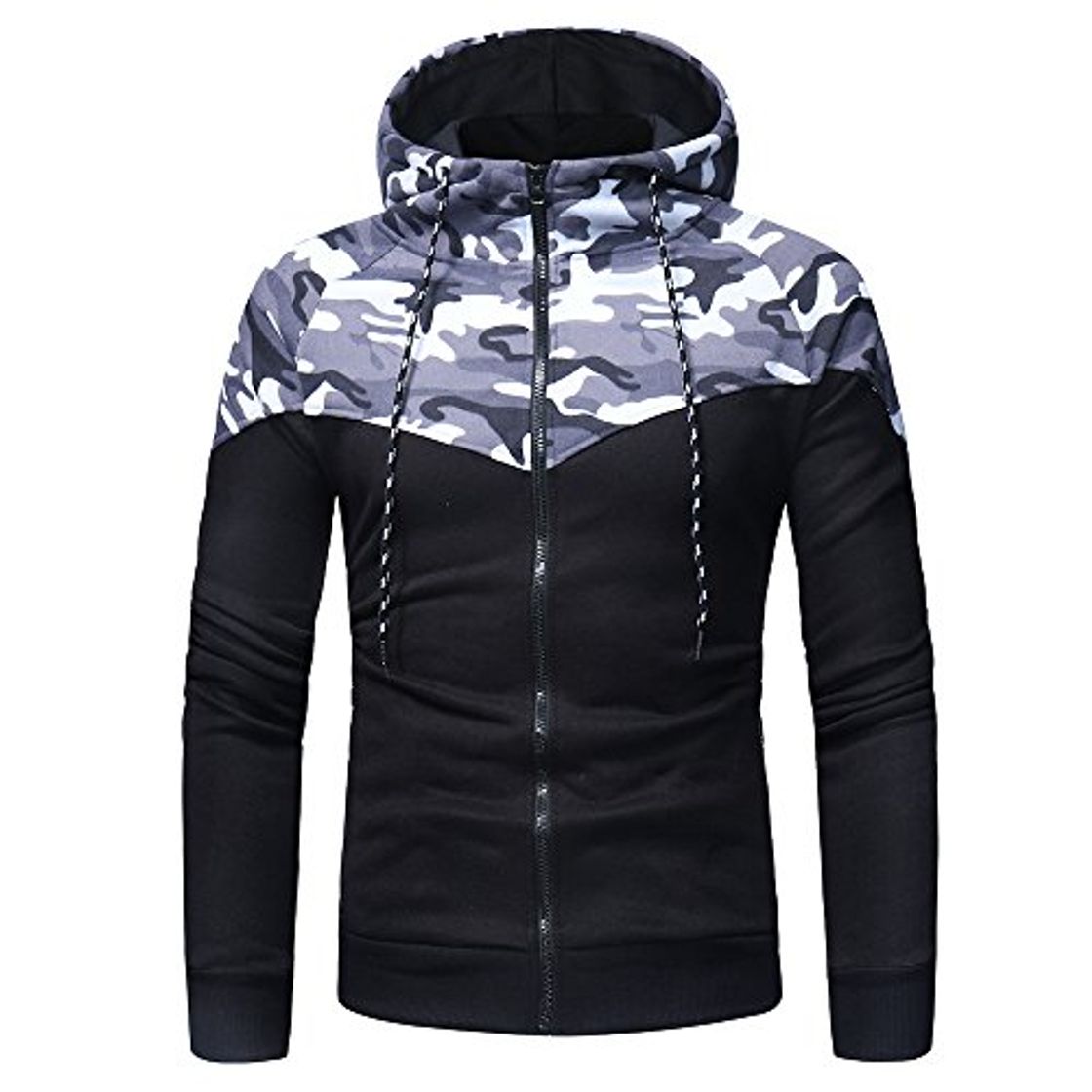 Fashion Overdose Camuflaje De Manga Larga con Capucha De ImpresióN Sudadera con Capucha Tops Chaqueta Abrigo Negro Outwear LiquidacióN Encapuchado para Hombres