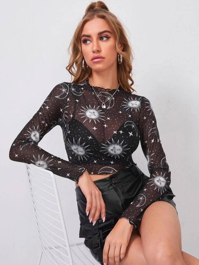 Social SHEIN Puro Galáxia Sexy Top