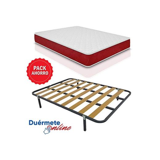 Duérmete Online Cama Completa con Colchón Viscoelástico Lite Viscogel Reversible