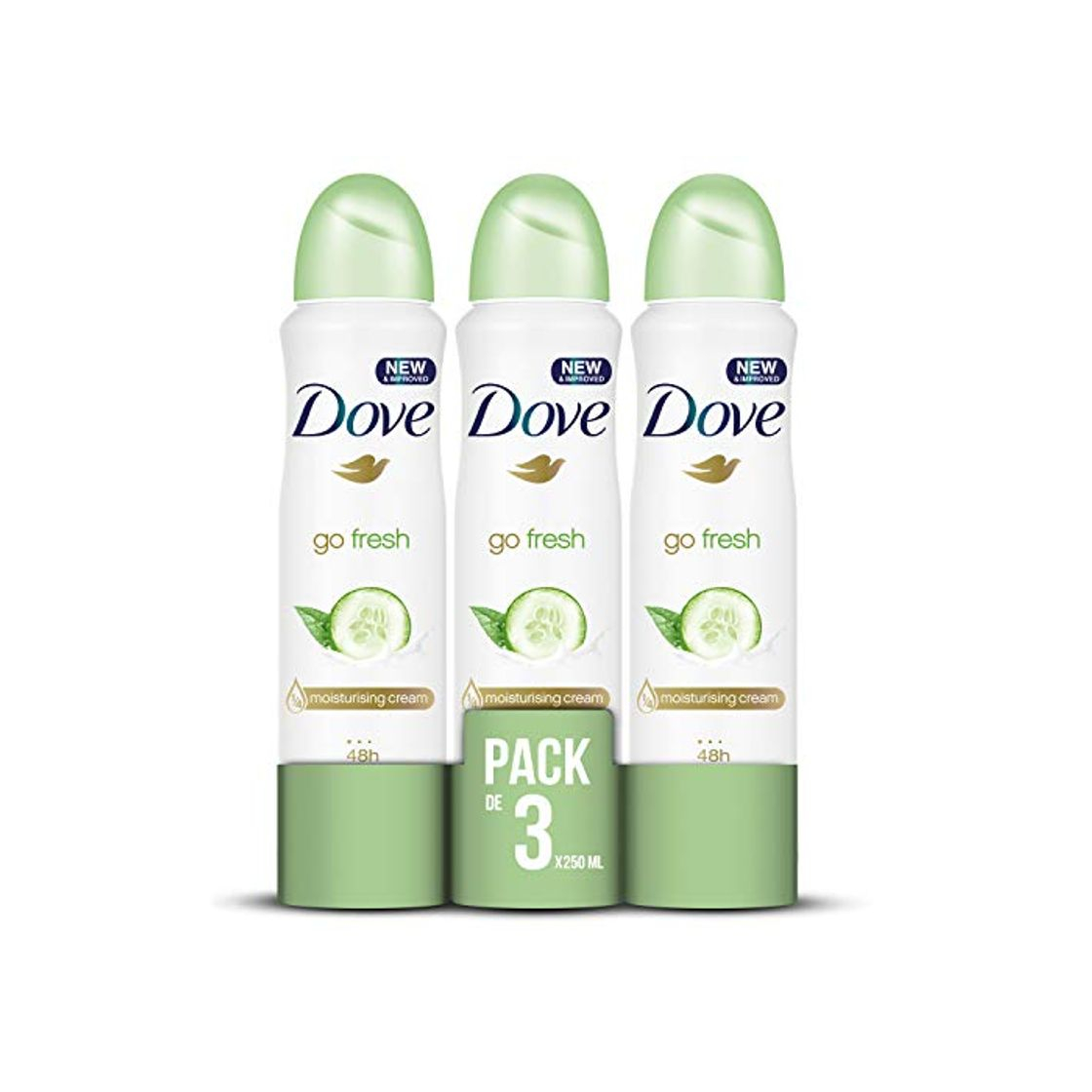 Beauty Dove Go Fresh Desodorante Antitranspirante Aerosol para Piel Sensible Té Verde y